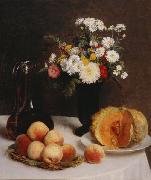 Henri Fantin-Latour Still Life with a Carafe, Flowers and Fruit oil painting artist